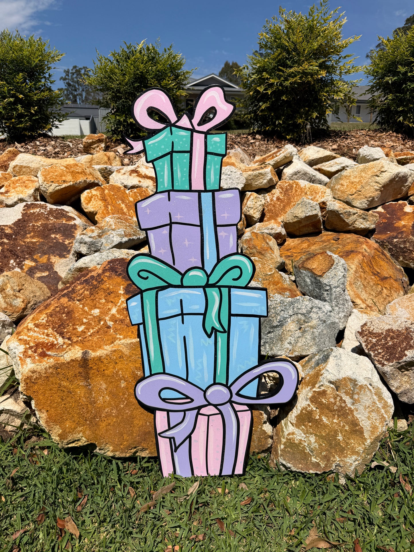 Pastel gift stack Christmas