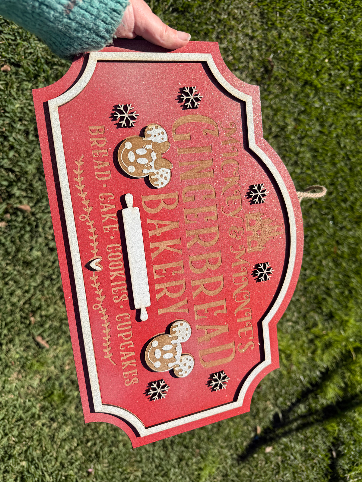 Large Christmas Decoration Gingerbread Mickey & Minnie Sign