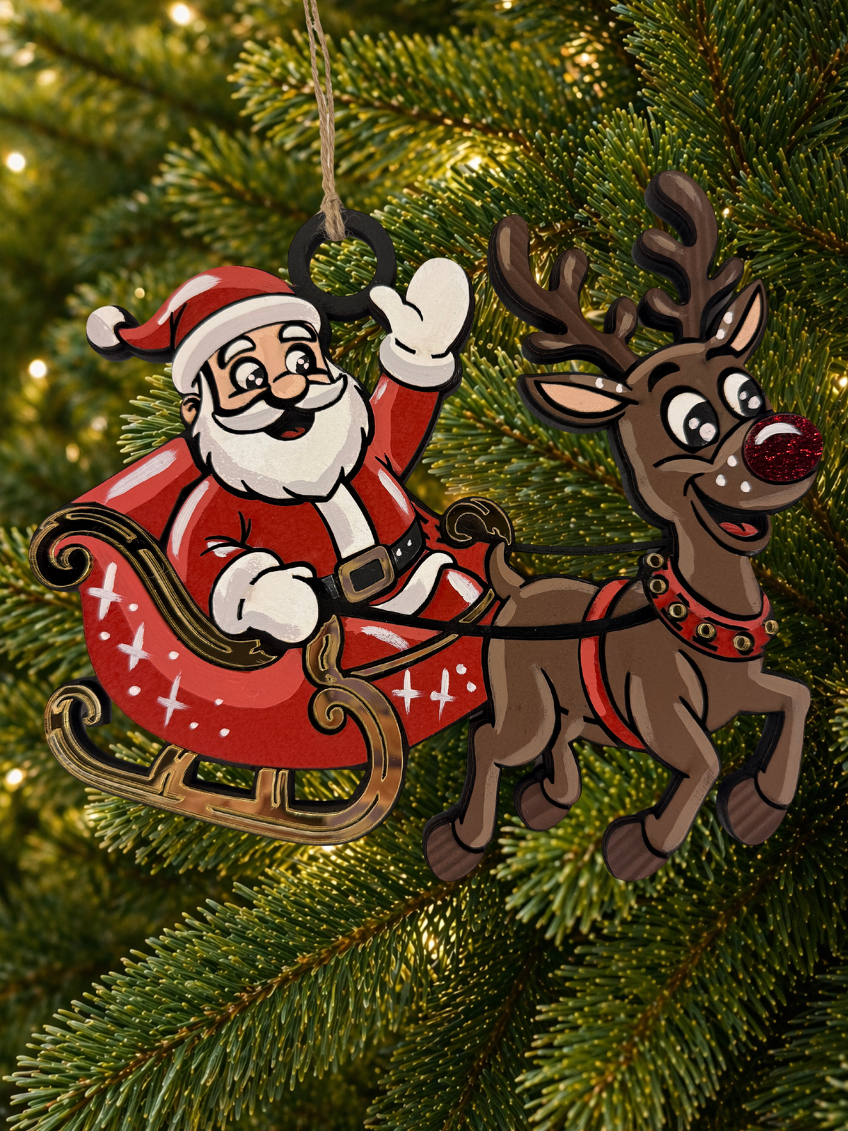 Cartoon Army Minis - Christmas Ornament Santa Sleigh