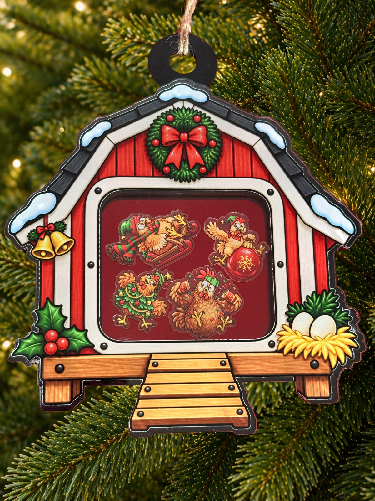 Chicken Coop Christmas Decoration shaker Ornament
