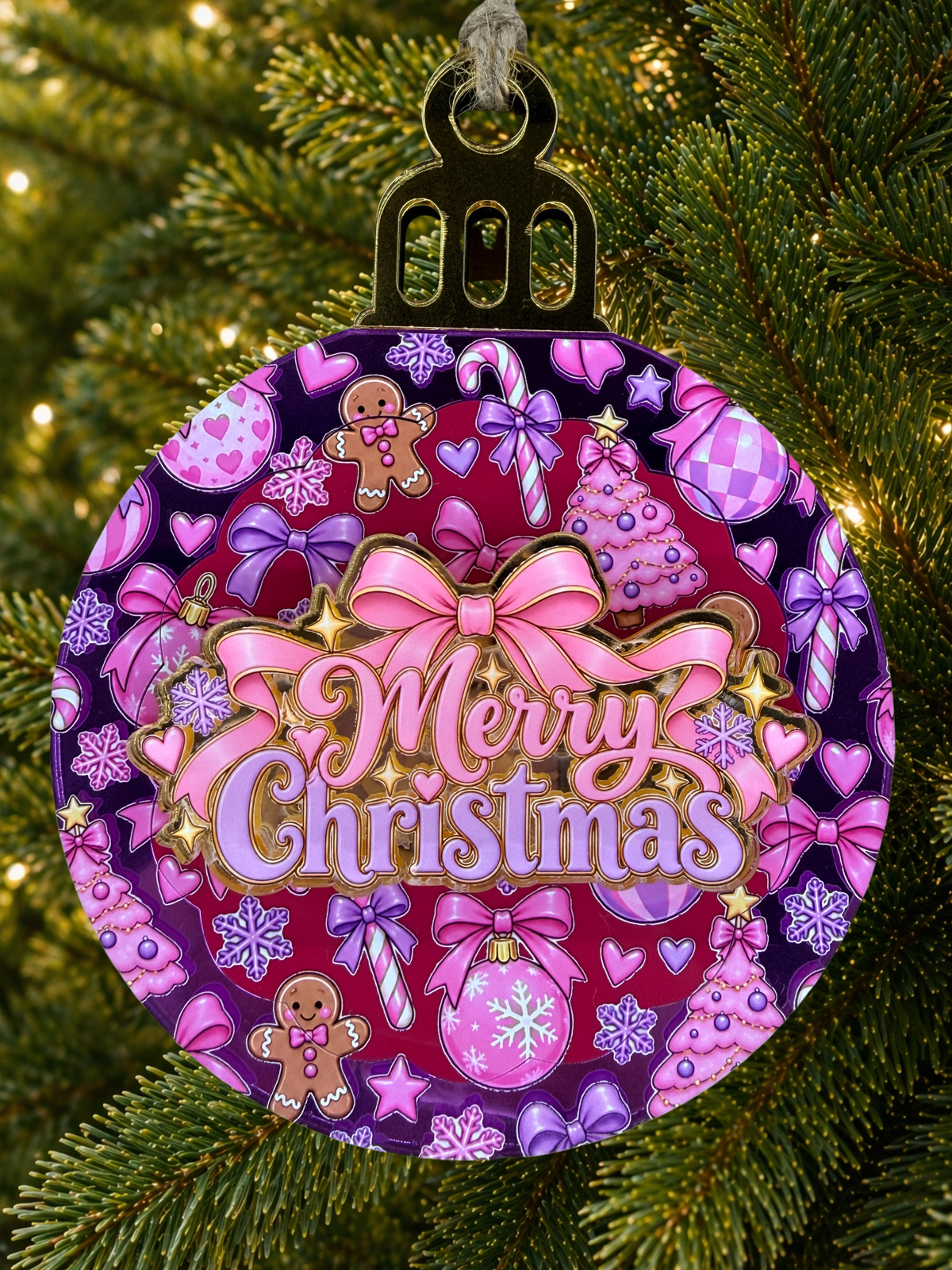 Pink merry Christmas Christmas Decoration Ornament Bauble