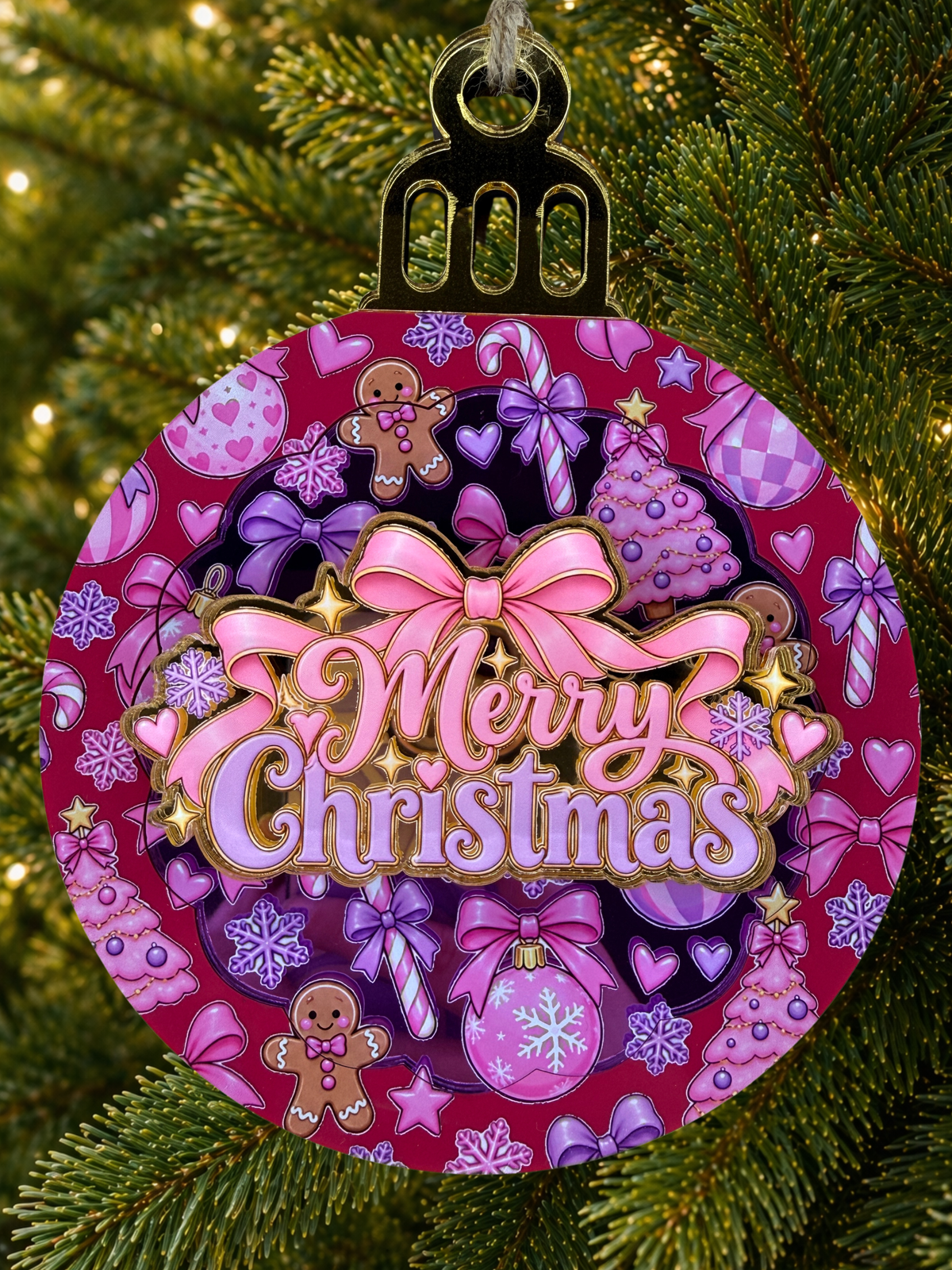 Pink merry Christmas Christmas Decoration Ornament Bauble