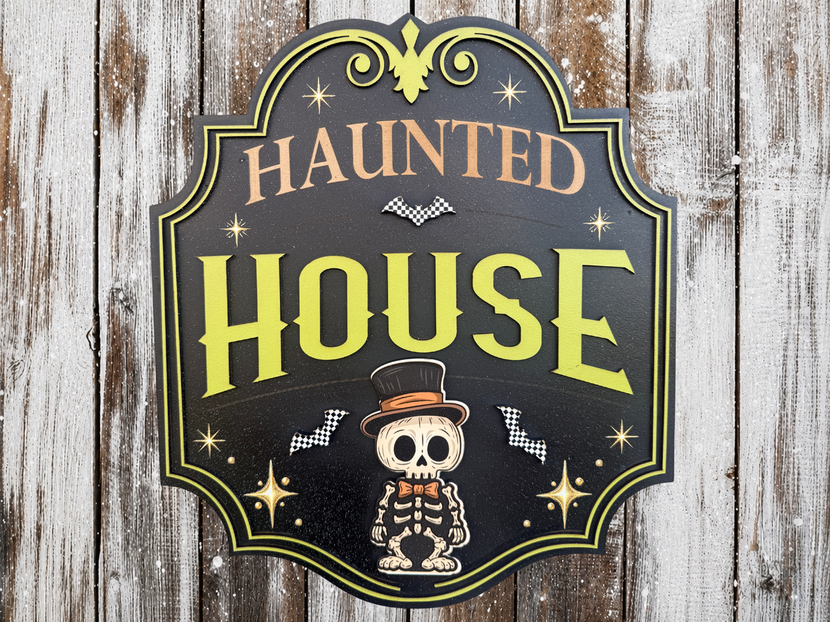 Large Halloween Decoration Sign Haunted house skeleton