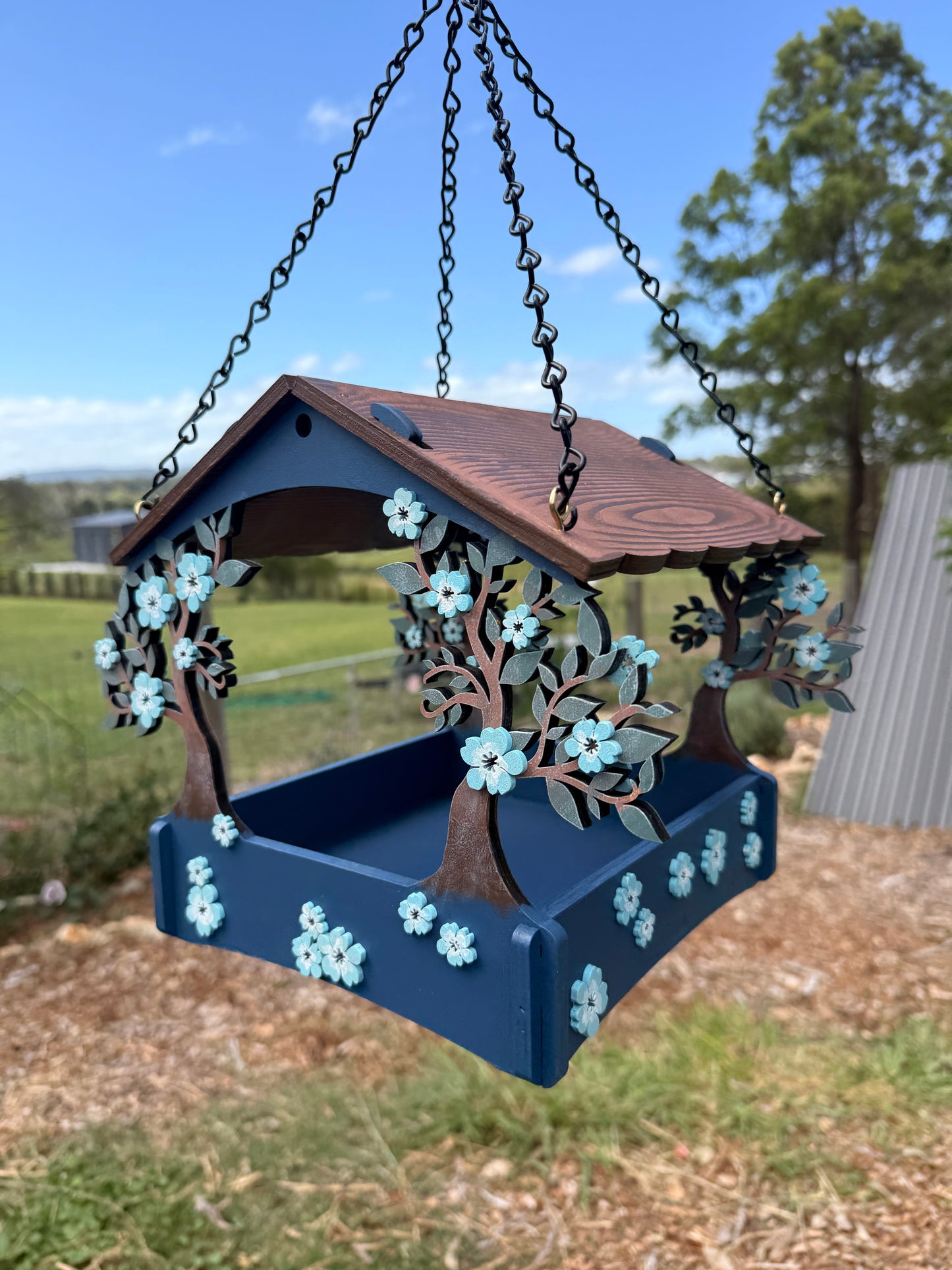 Midnight floral Bird Feeder Birdhouse
