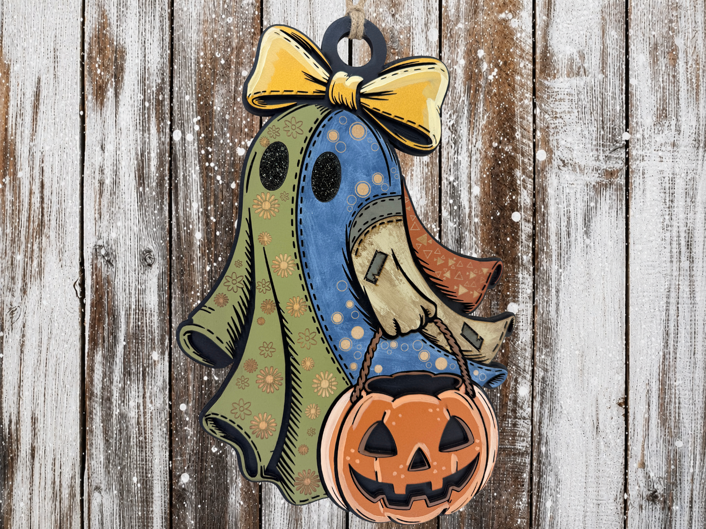 Large Halloween Decoration Ghost Sheet Bow Pumpkin