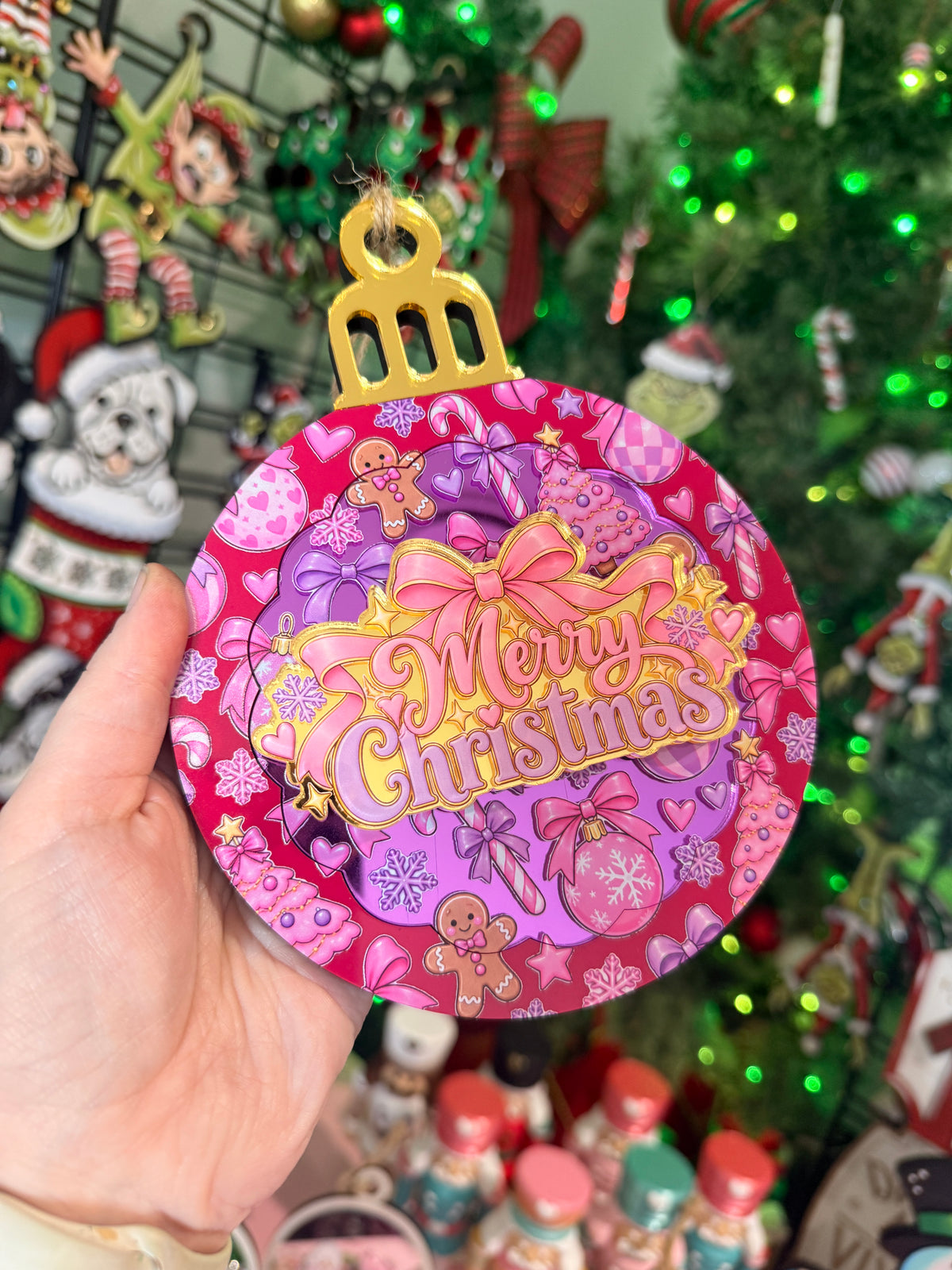 Pink merry Christmas Christmas Decoration Ornament Bauble