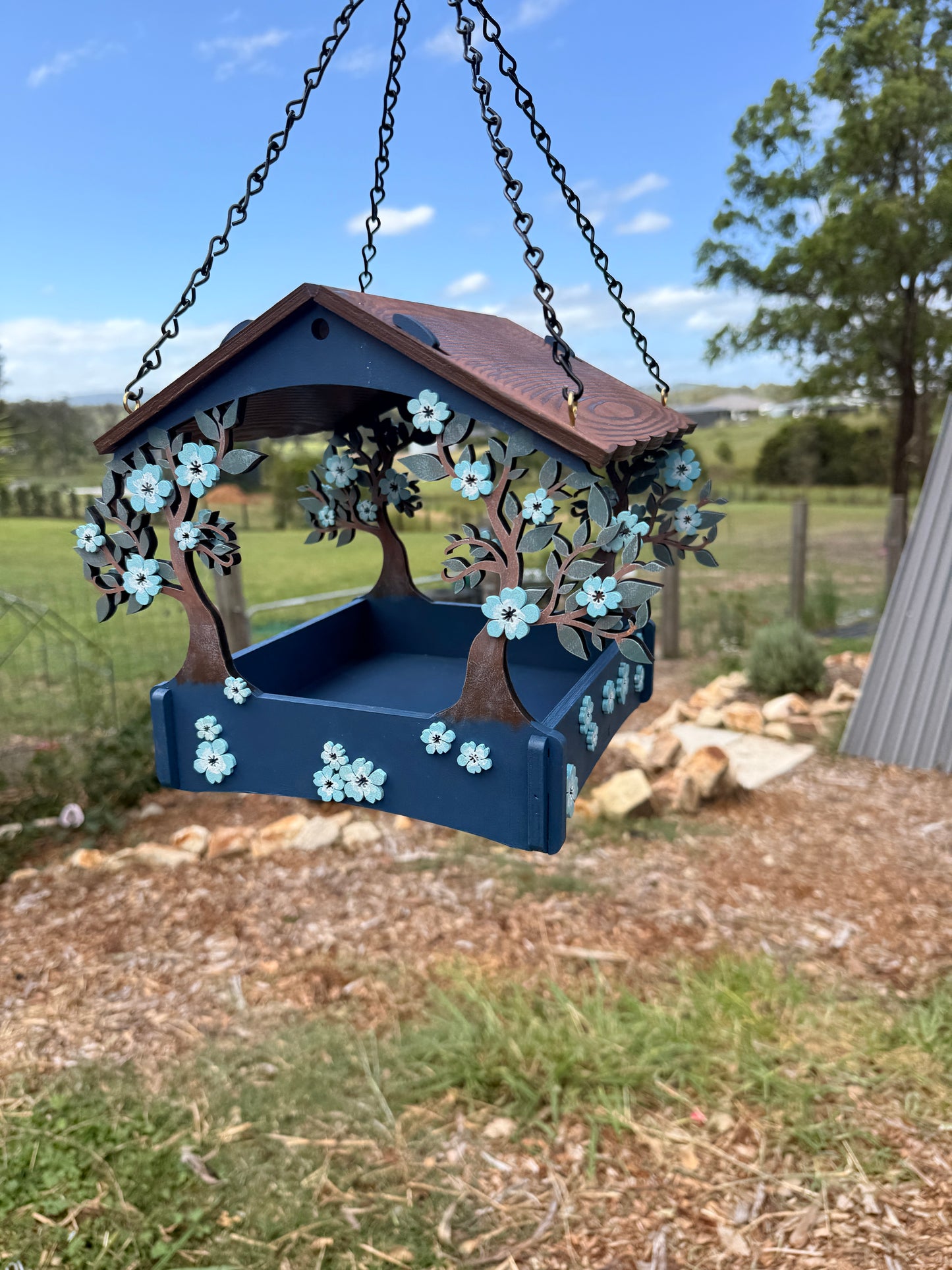 Midnight floral Bird Feeder Birdhouse