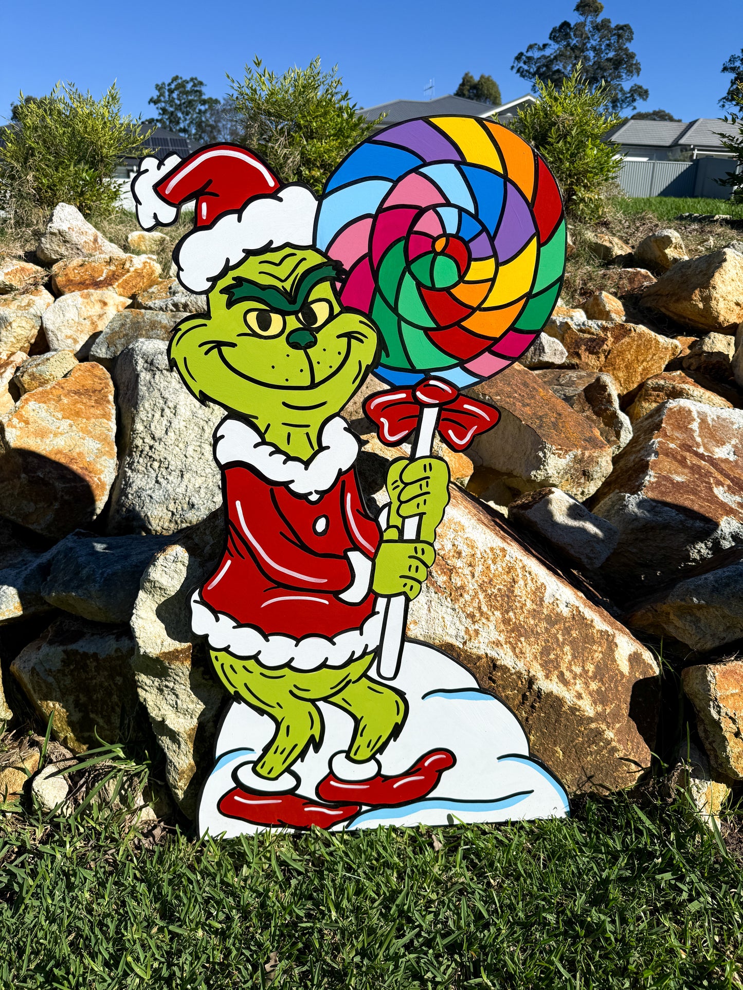 Grinch with giant lollipop Christmas