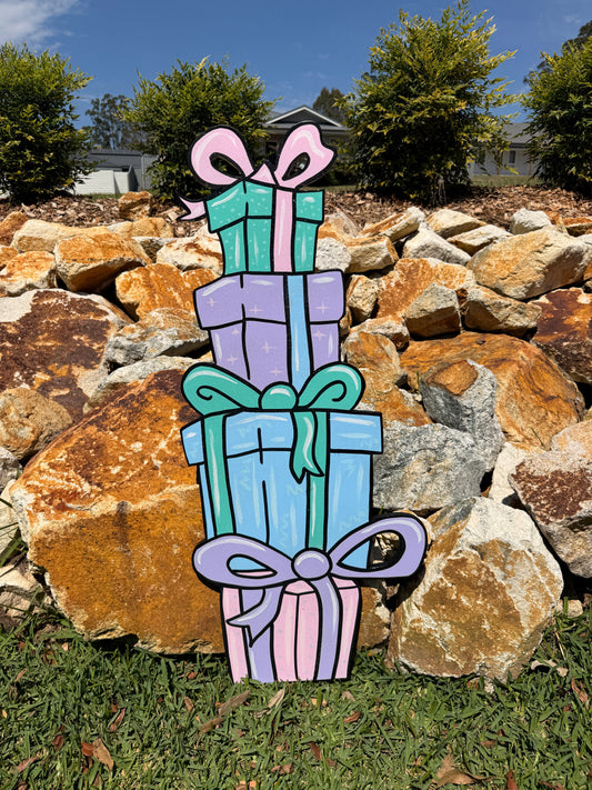 Pastel gift stack Christmas