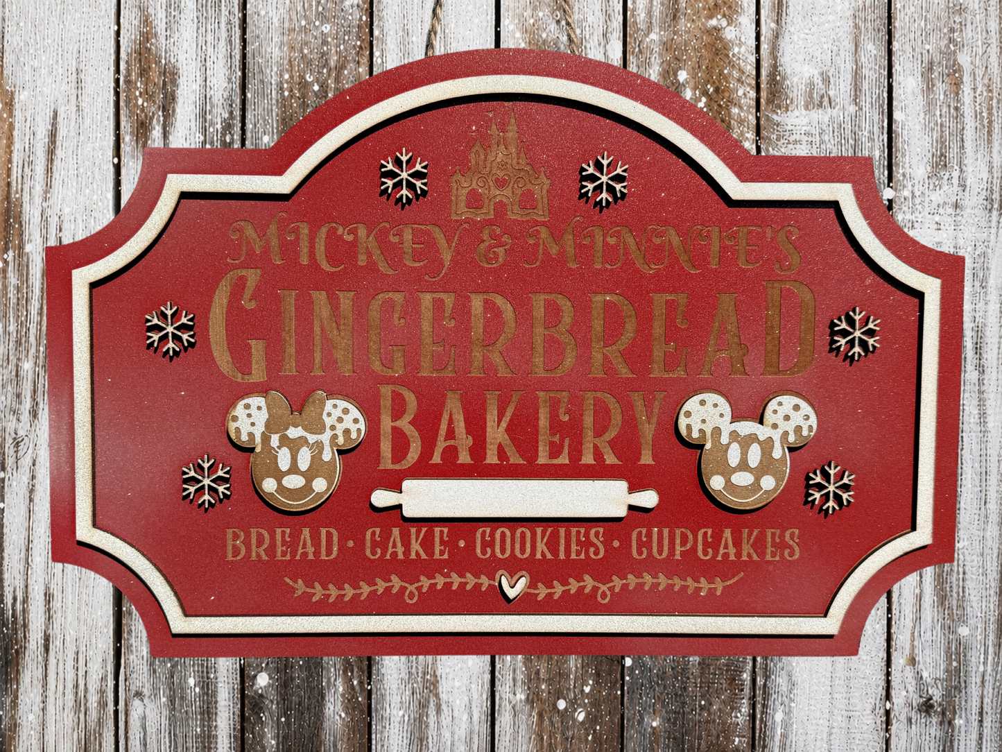 Large Christmas Decoration Gingerbread Mickey & Minnie Sign