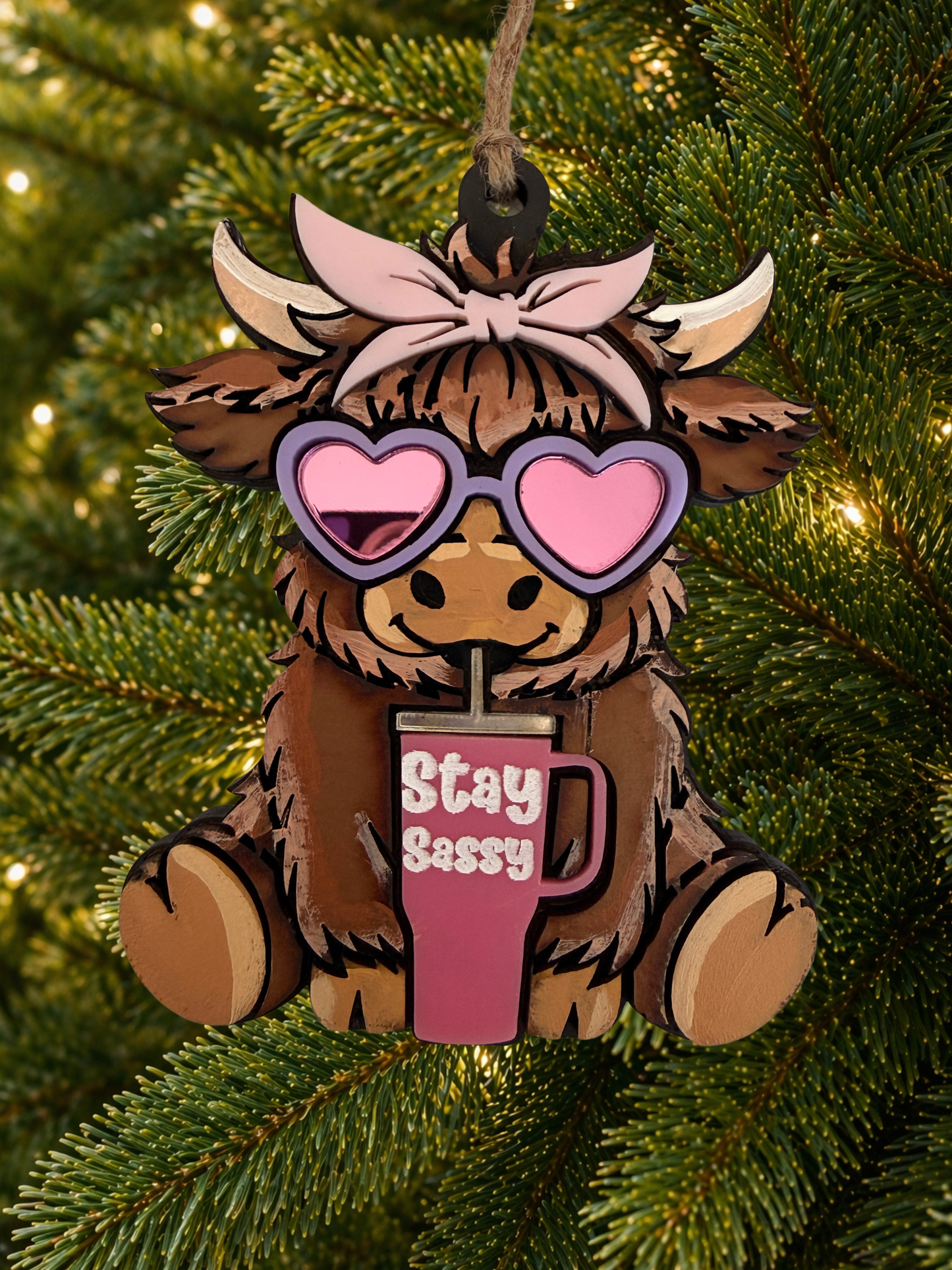 Cartoon Army Minis - Christmas Ornament Stay sassy highland cow