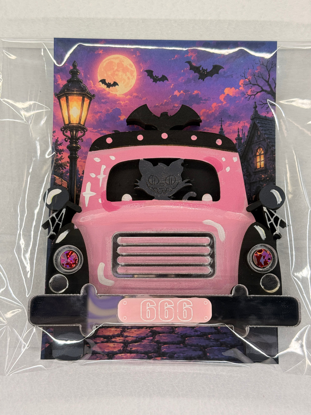 Cartoon Army Minis Magnet Halloween pink car cat