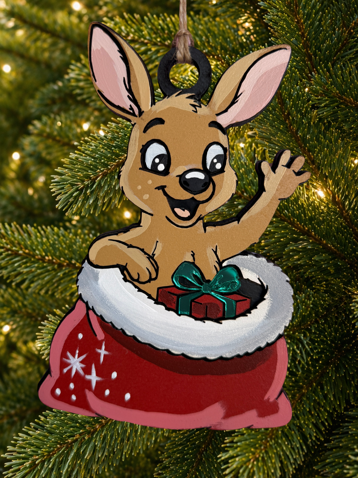Cartoon Army Minis - Christmas Ornament Kangaroo Santa Sack