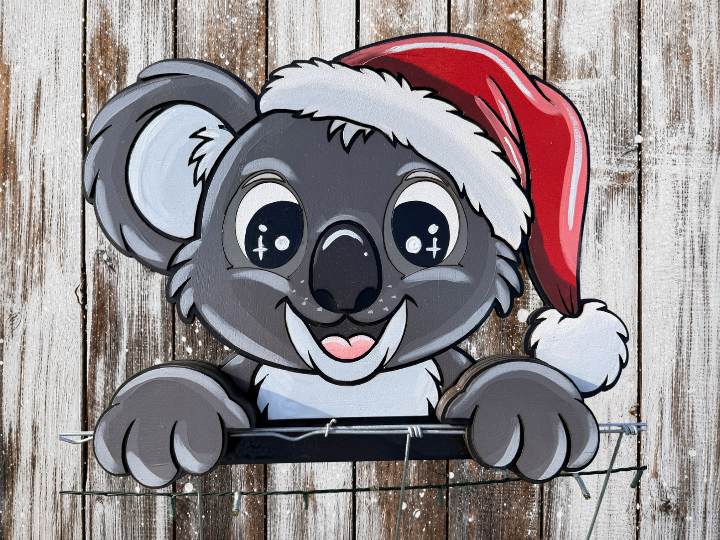 Large Christmas Decoration Fence Sitter Koala