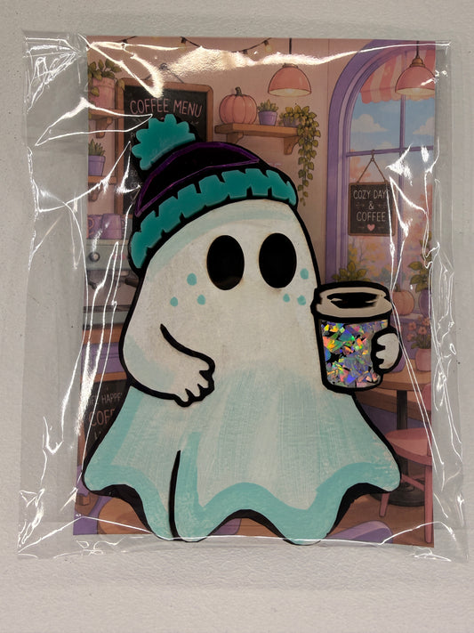 Cartoon Army Minis Magnet Halloween pink ghost coffee