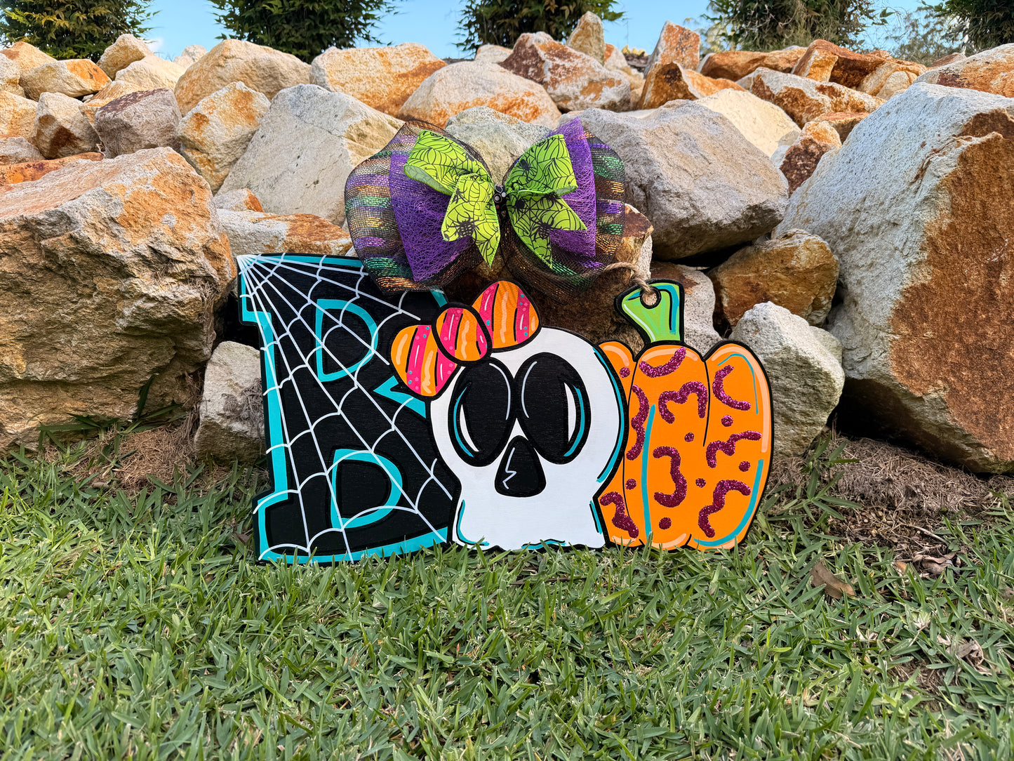 BOO skeleton Door Hanger Halloween