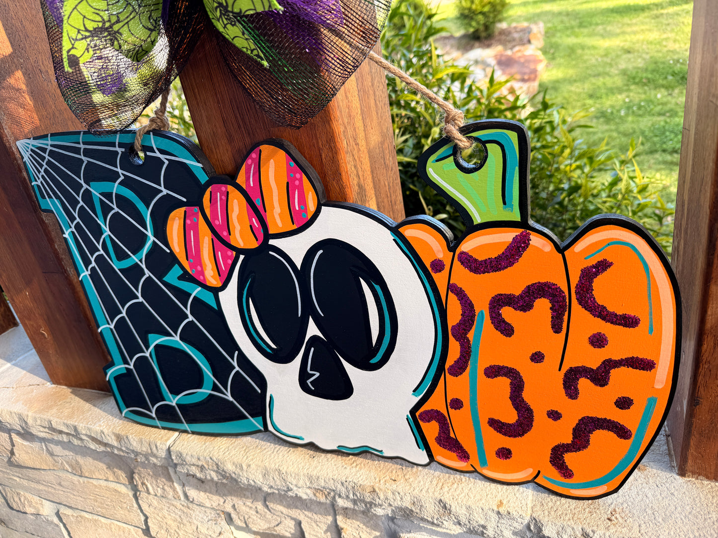 BOO skeleton Door Hanger Halloween