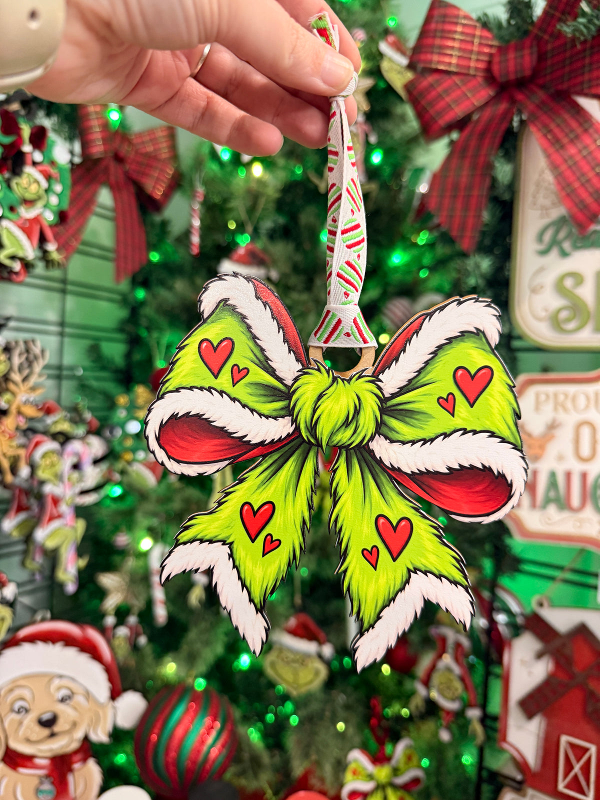 Grinch Christmas Decoration Ornament bow