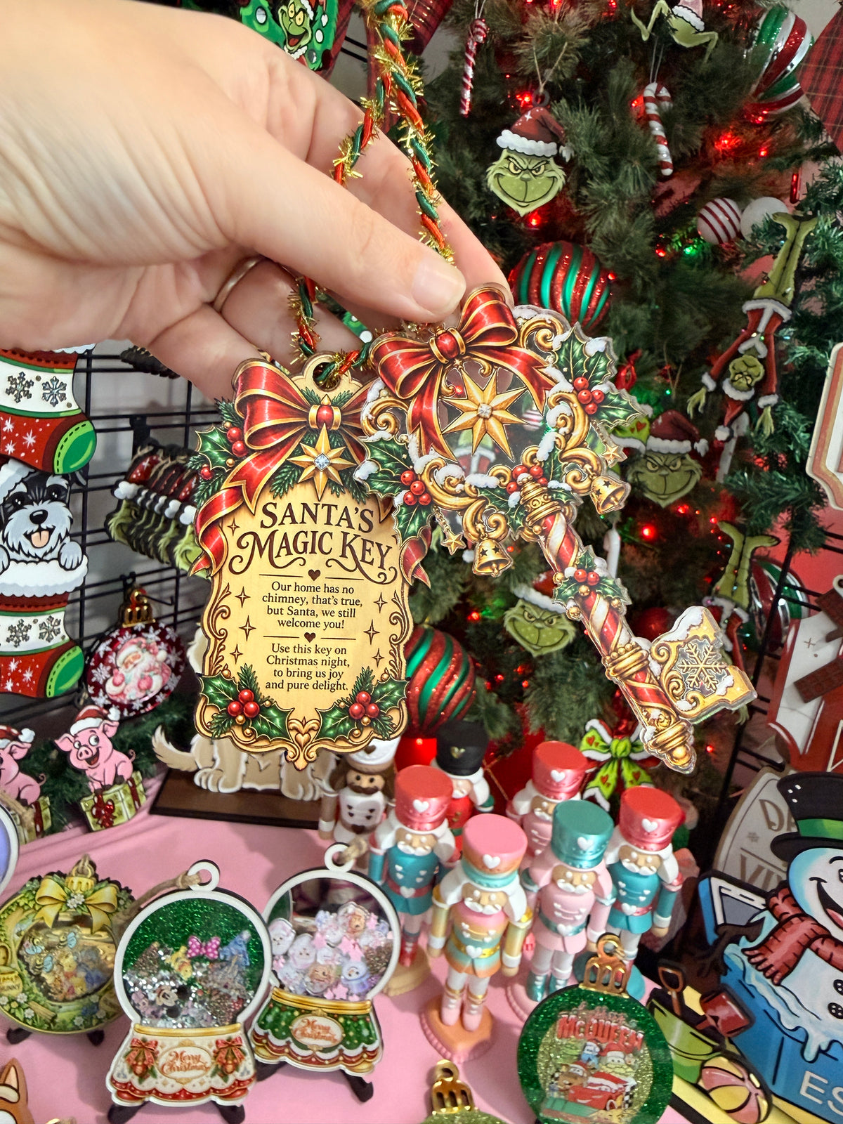 Santa Key red and green Christmas Decoration Ornament