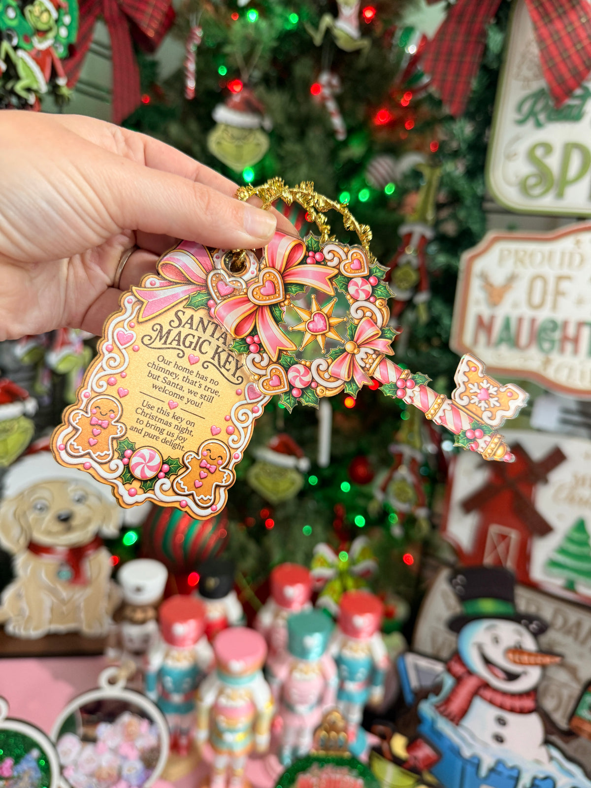 Santa Key pink gingerbread Christmas Decoration Ornament