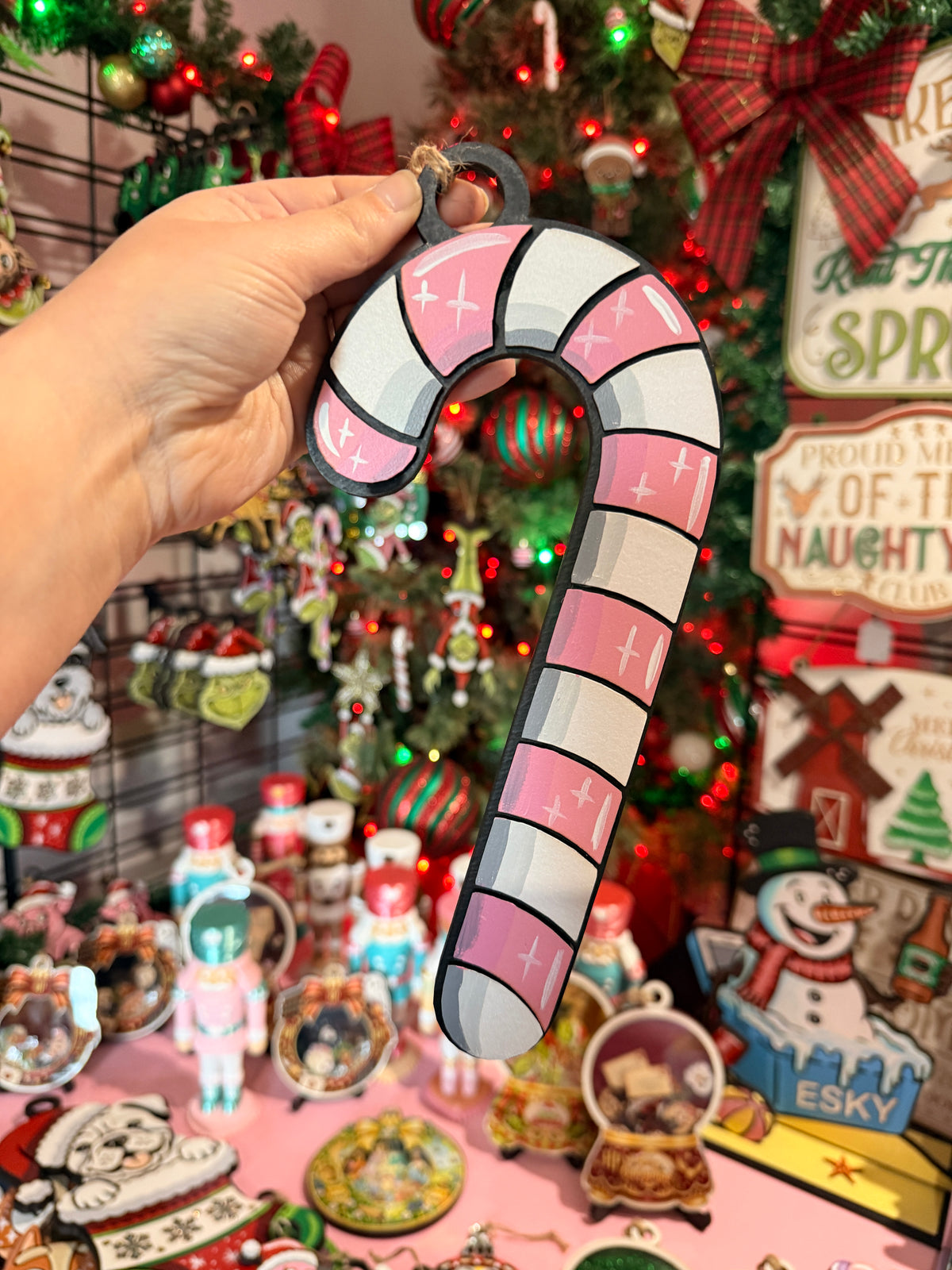 Large pink Candycane ornament Christmas Decoration Ornament